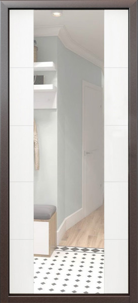 Входная дверь Галант Букле Зеркало белый матовый (ф. БОСТ)